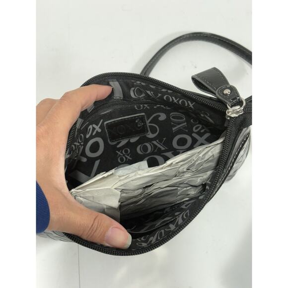 XOXO Purse Handbag Bag Black Embossed Signature Logo Xoxo Crossbody Shoulder NEW - Picture 8 of 9